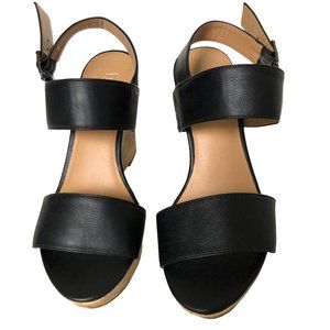 Franco Sarto Black Cork Wedge Sandals  Size: 7.5 M
